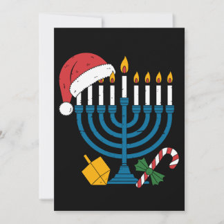 Convites Menorá de Hanukkah Chapéu de Natal do Papai Noel D