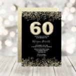 Convites Menores e Dourados ou mulheres 60ª Festa de aniver<br><div class="desc">Black & Dourado Mens ou Womans 60th Convite de aniversário Belo convite à Glitter Confetti Dourado. Coleção em Niche e Nest. Design cortesia do Studio Denmark</div>