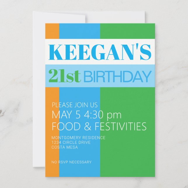 Convites Mens 21st Birthday Invitation (Frente)