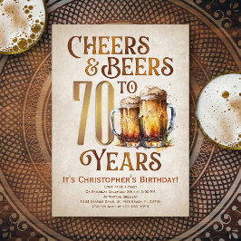 Convites Mens Cheers e Beers Engraçado 70 Aniversário