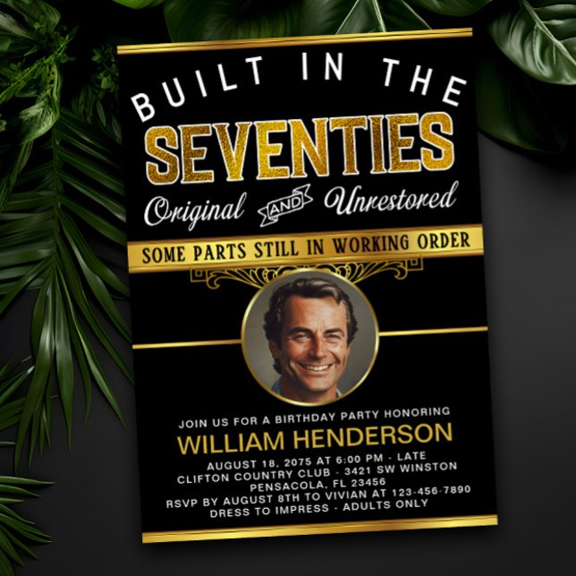 Convites Mens Funny Birthday Construído nos anos 70 (Criador carregado)