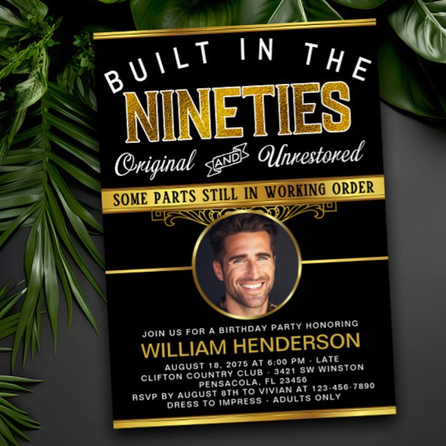 Convites Mens Funny Birthday Construído nos anos 90 (Criador carregado)