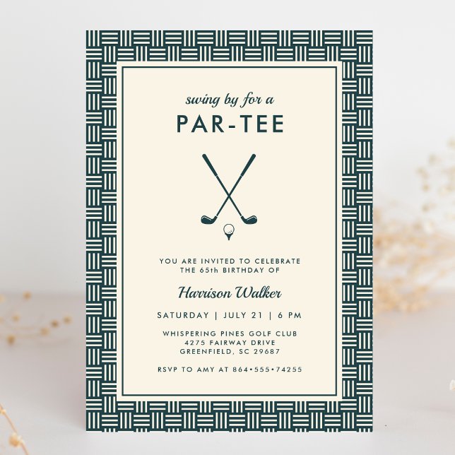 Convites Mens Golf Birthday Party Any Age Modern Green (Criador carregado)