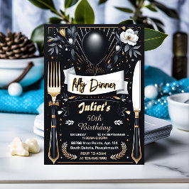 Convites Mens Male, adulto, janta elegante 50º aniversário