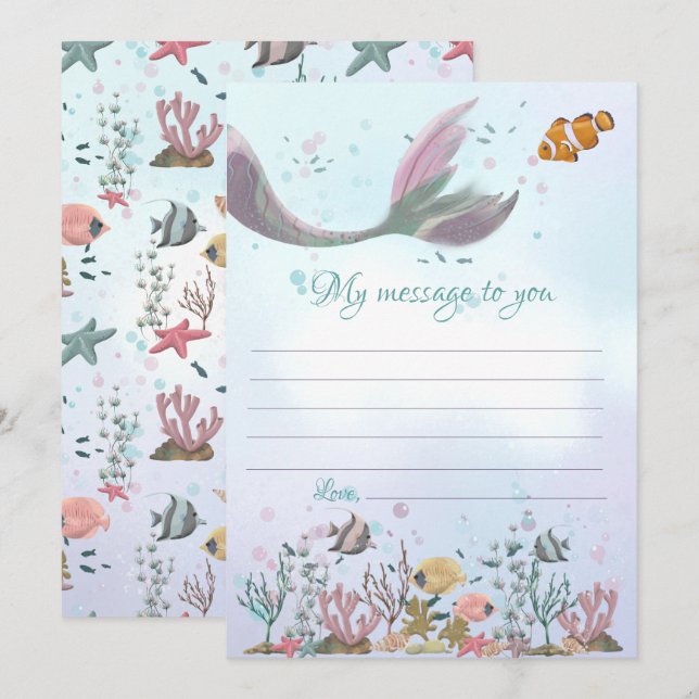 Convites Mensagem De Cápsula De Tempo Sereia Para Você Cart (Frente/Verso)