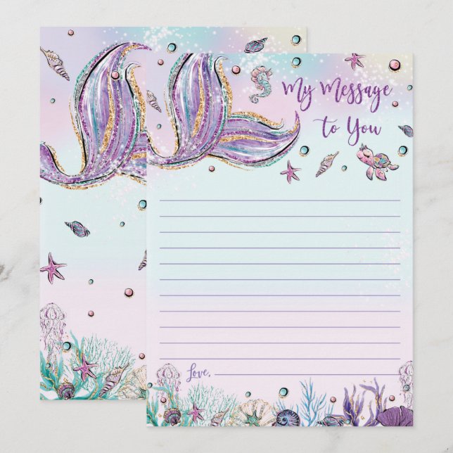 Convites Mensagem De Cápsula De Tempo Sereia Para Você Cart (Frente/Verso)