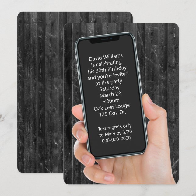 Convites Mensagem de Texto de aniversário de 30 anos (Frente/Verso)