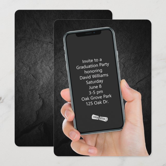 Convites Mensagem de Texto de festa de formatura (Frente/Verso)