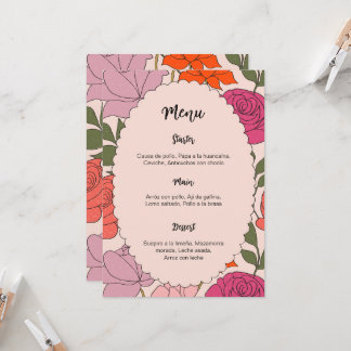 Convites Menu and place card template 2 in 1