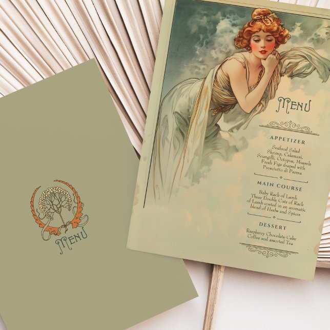 Convites Menu Art Nouveau Janto Casamento (Criador carregado)