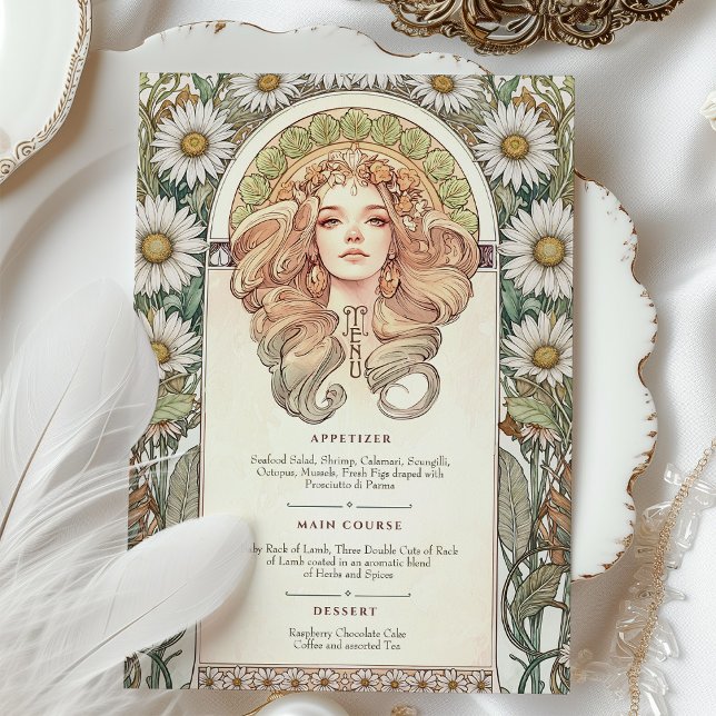 Convites Menu Art Nouveau Janto Casamento (Criador carregado)