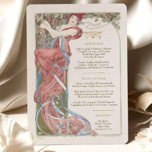 Convites Menu Art Nouveau Janto de casamento de Mucha