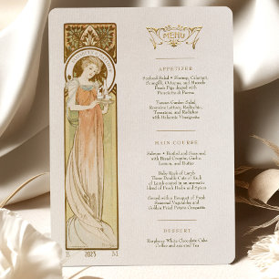 Convites Menu Art Nouveau Janto de casamento de Mucha