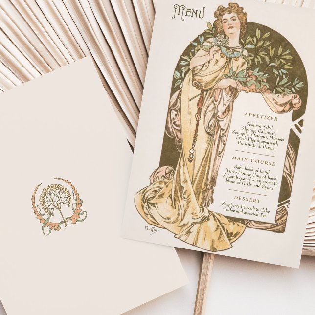 Convites Menu Art Nouveau Janto de casamento de Mucha (Criador carregado)