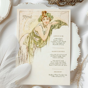 Convites Menu Art Nouveau Janto de casamento de Mucha