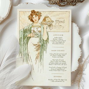 Convites Menu Art Nouveau Janto de casamento de Mucha