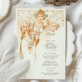 Convites Menu Art Nouveau Janto de casamento de Mucha