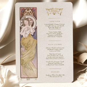 Convites Menu Art Nouveau Janto de casamento de Mucha