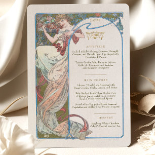 Convites Menu Art Nouveau Janto de casamento de Mucha