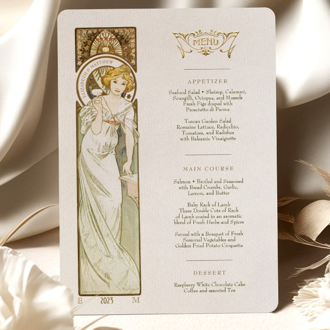 Convites Menu Art Nouveau Janto de casamento de Mucha (Criador carregado)