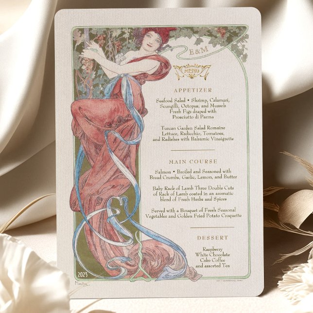 Convites Menu Art Nouveau Janto de casamento de Mucha (Criador carregado)