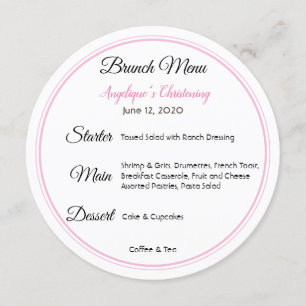 Convites Menu Baby Christening Brunch