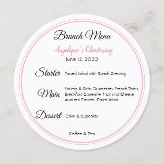 Convites Menu Baby Christening Brunch