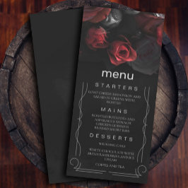 Convites Menu Black Red Florals (Florestas Vermelhas Negras