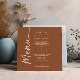 Convites Menu Boho Brown Terracotta Trendy Weding