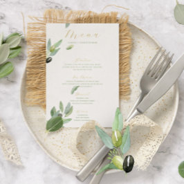 Convites Menu Branch Wedding da Toscana Olive Leaves