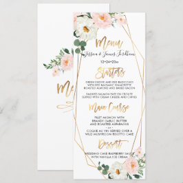 Convites Menu Buquês de Bloom Delicate de Cores Aquáticas