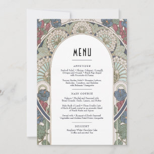 Convites Menu Card Burgundy Art Nouveau Mucha