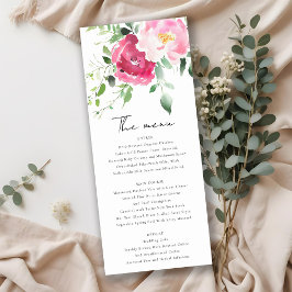 Convites Menu Casamento de Aquarela com Rosa de Blush Cinza