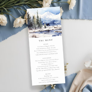 Convites Menu Casamento de Esqui da Montanha de Neve Invern