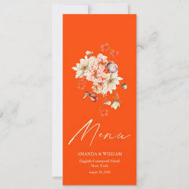 Convites Menu Casamento Elegante com Laranja Quente