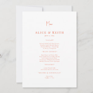 Convites Menu Casamento Laranja e Branco