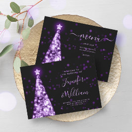 Convites Menu Casamento Púrpura da Árvore do Natal Festivo