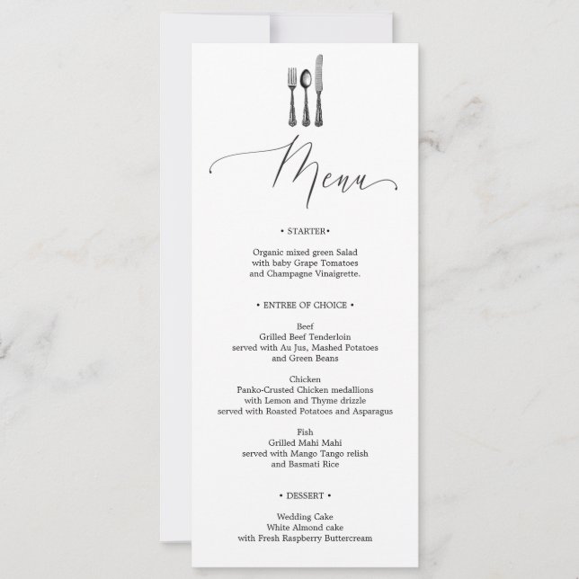 Convites Menu Casamento - Silverware - Fork - Menu (Frente)