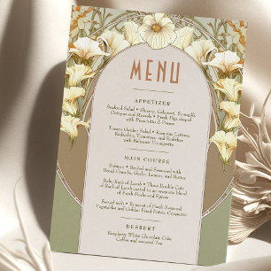 Convites Menu Casamento Vintage Arte Nova por Mucha Invitat