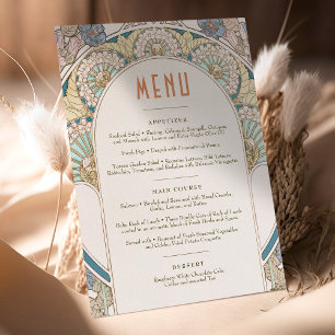 Convites Menu Casamento Vintage Arte Nova por Mucha Invitat