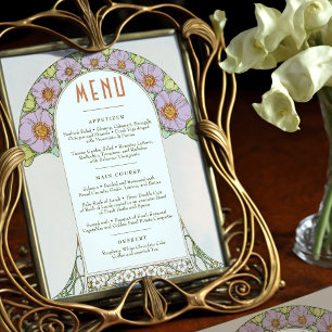 Convites Menu Casamento Vintage Arte Nova por Mucha Invitat