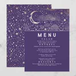 Convites Menu Celestial Starry Night Moon
