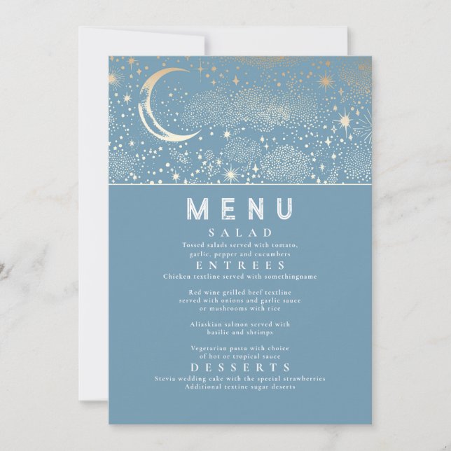 Convites Menu Celestial Starry Night Moon (Frente)