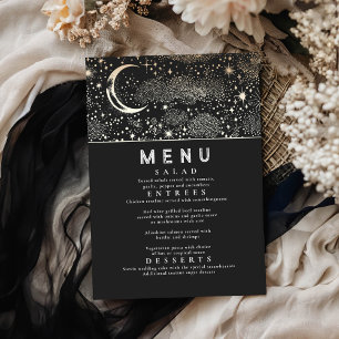 Convites Menu Celestial Starry Night Moon