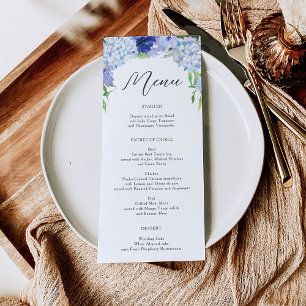 Convites Menu Chá de panela ou Casamento Hydrangea Azul