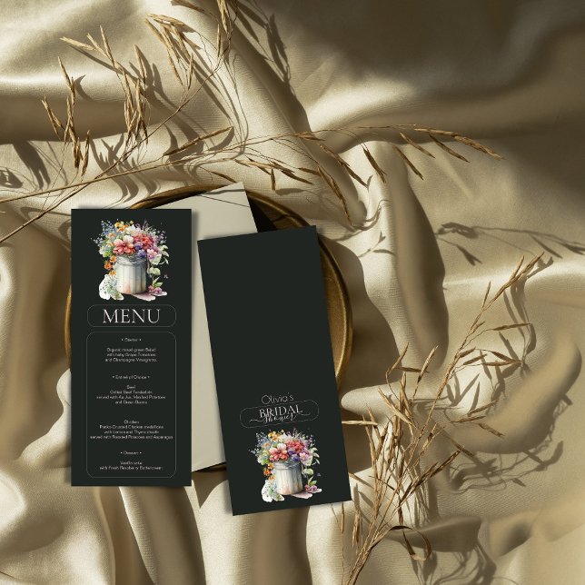 Convites Menu Chá de panela Romântico das Flores de Mola (Criador carregado)