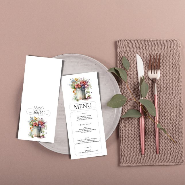 Convites Menu Chá de panela Romântico das Flores de Mola (Criador carregado)