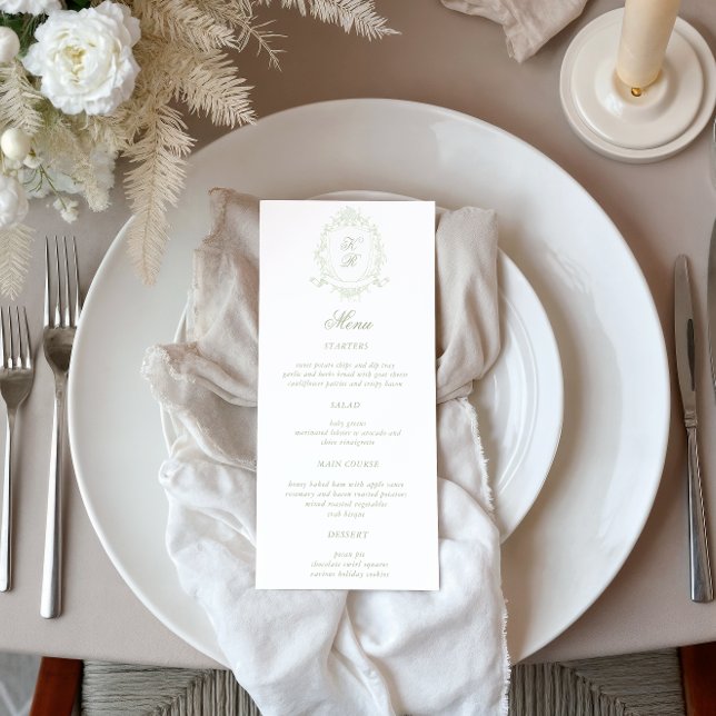 Convites Menu Clássico de Janto de Casamento de Crest Flora (Criador carregado)
