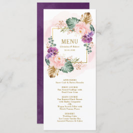 Convites Menu Clássico Floral Blush Violet Casamento