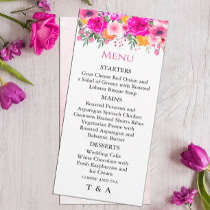 Convites Menu Colorida de Primavera de Flor Selvagem